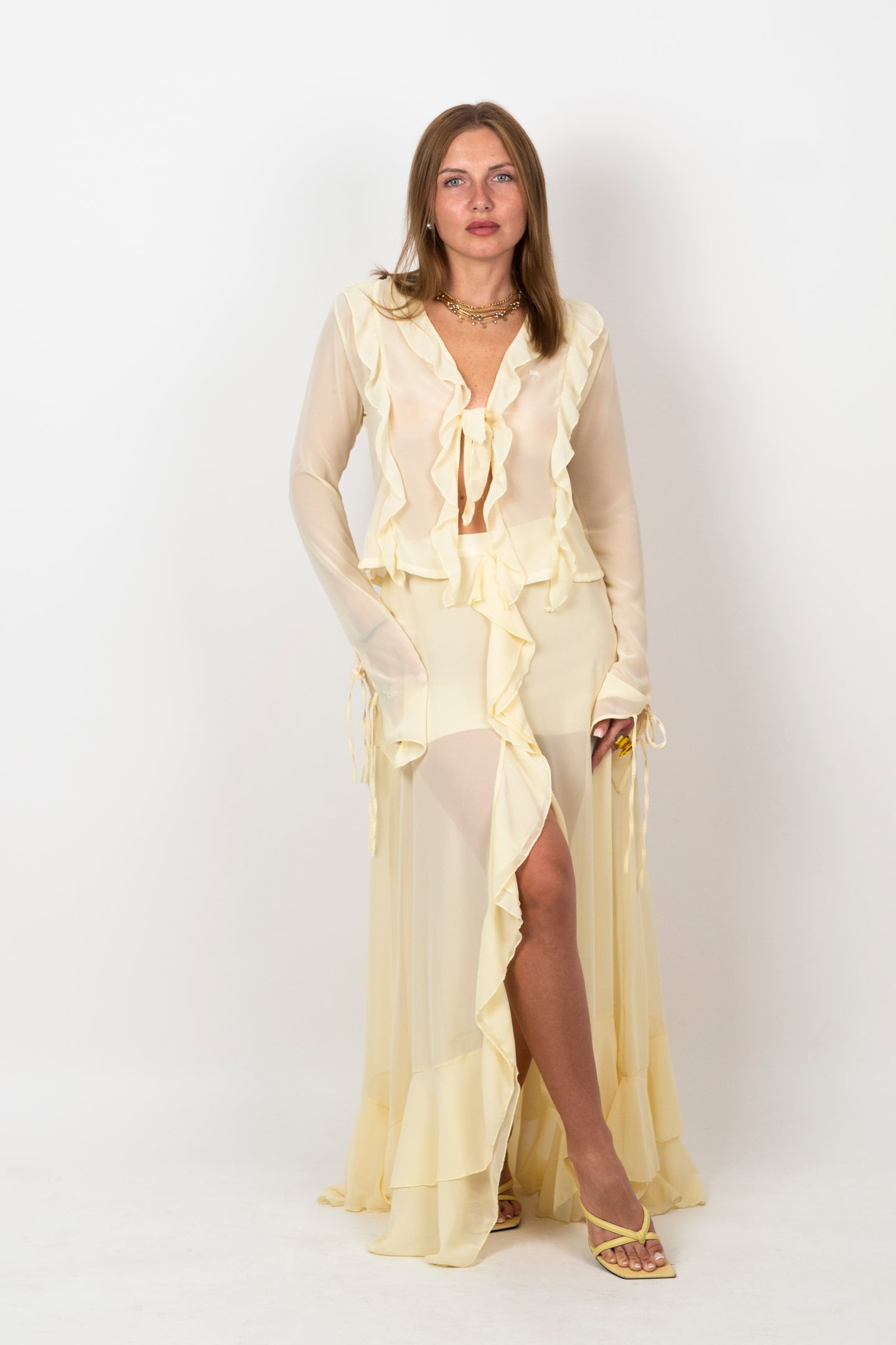 Blusa Volantes Amarillo Mantequilla