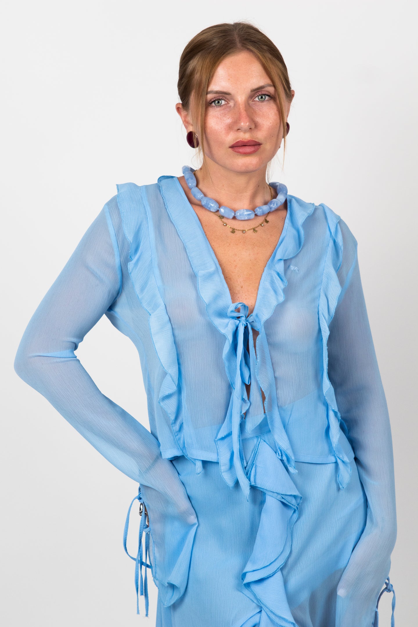 Blusa Volantes Azul