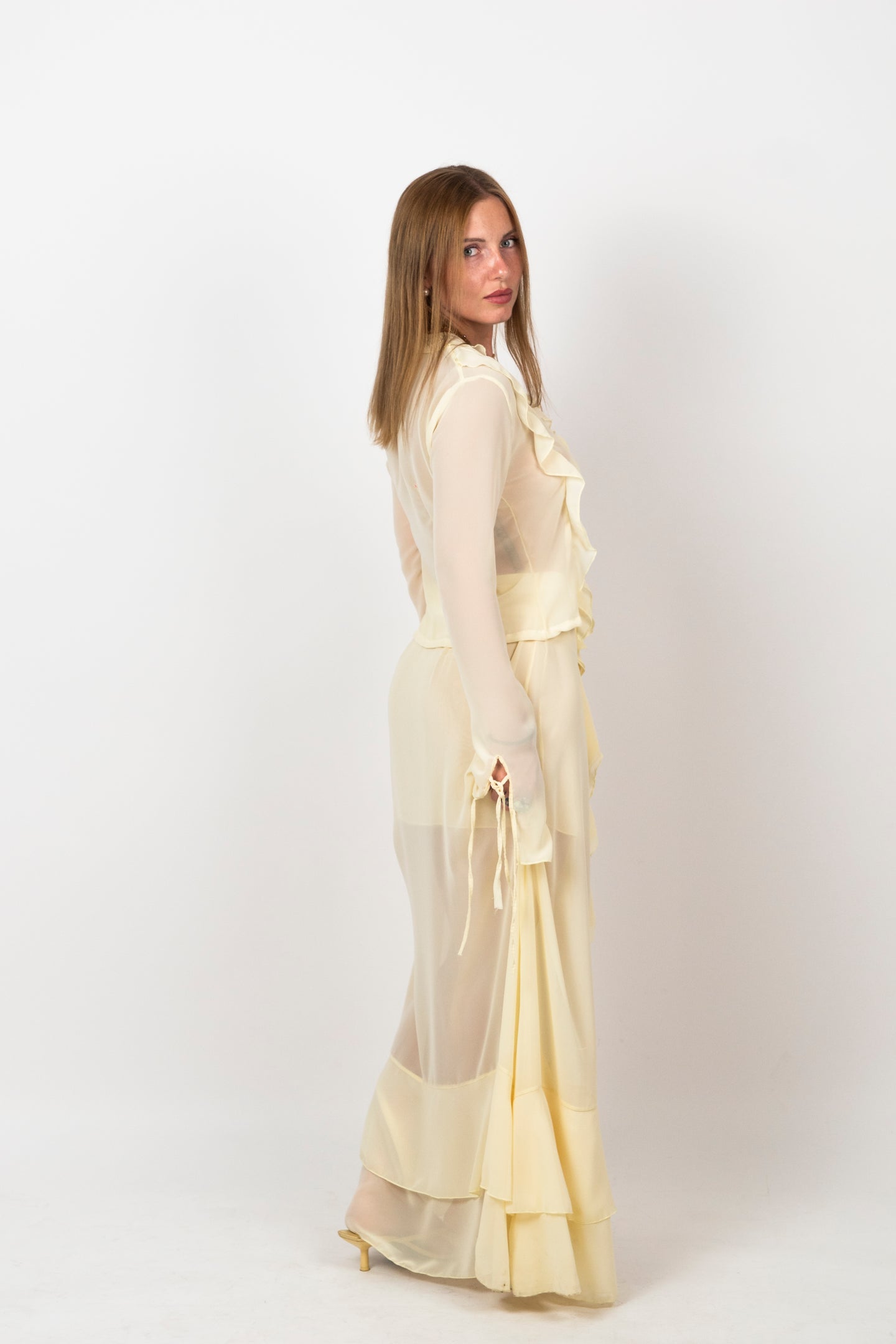 Blusa Volantes Amarillo Mantequilla